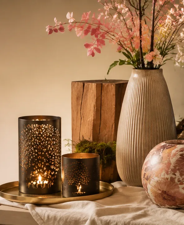 Decoflora - Vazen, windlichten en zijden bloesem
