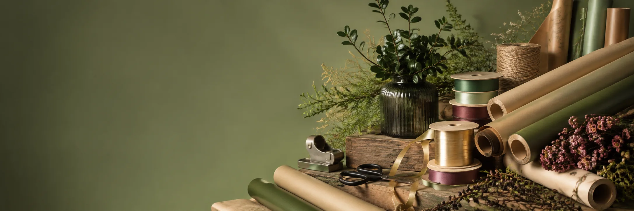 Decoflora - Linten, inpakpapier en groen